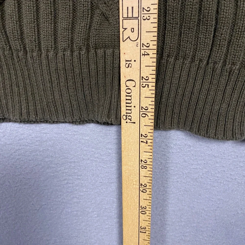 Banana Republic Sweater Mens Large Olive Green Cable Knit Ribbed Cotton